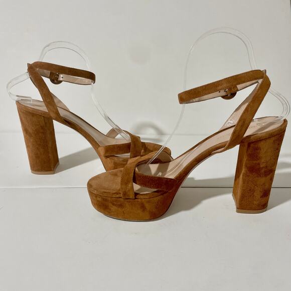 Gianvito Rossi Texas Suede Poppy Platform Sandals Heels Shoes sz 39.5 - Picture 12 of 15